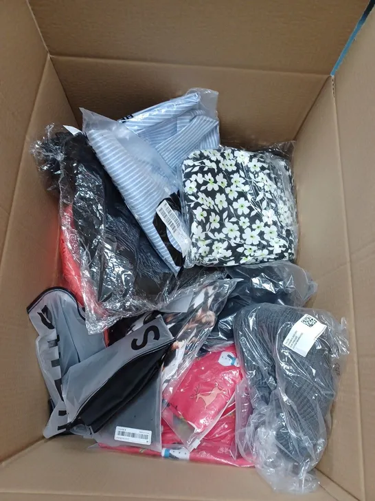 BOX OF APPROXIMATELY 15 ASSORTED ITEMS TO INCLUDE SHEIN TOP, ASOS TOP, BATMAN JUMPER ETC