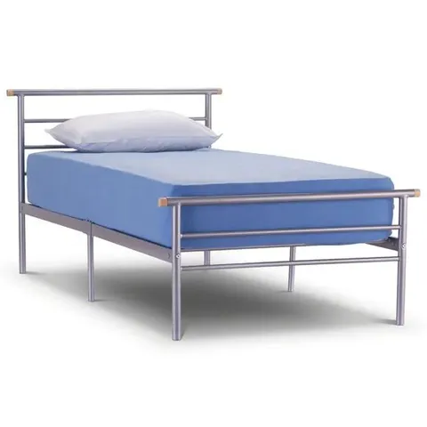 BOXED SINGLE ORION BED FRAME 3 '  IN SILVER 