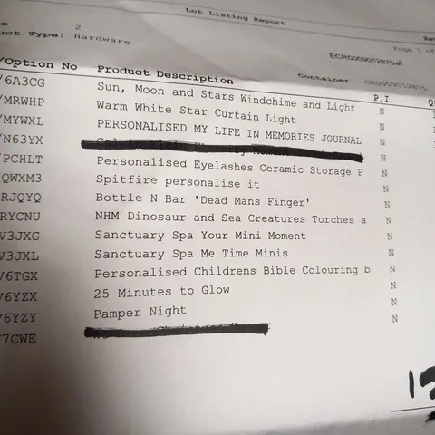 APPROXIMATELY 15 ASSORTED PRODUCTS TO INLCUDE; SUN, MOON AND STARS WINDCHIME AND LIGHT, WARM WHITE STAR CURTAIN LIGHT, BOTTLE N BAR DEAD MANS FINGER, 25 MINUTES TO GLOW, PAMPER NIGHT AND SPITFIRE PERS