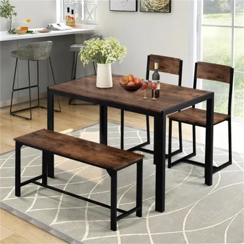 BOXED BIGGS 4 PERSON DINING SET RUSTIC BROWN (2 BOXES)