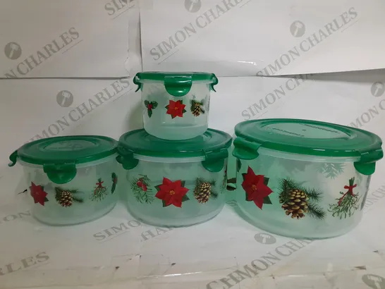 SET OF 4 LOCKNLOCK CHRISTMAS PLASTIC STORAGE BOXES 