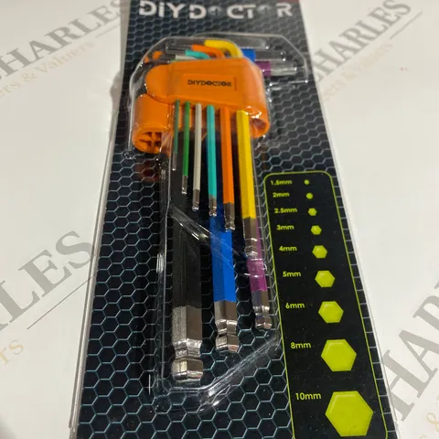 BOXED DIY DOCTOR 9 PIECE COLOUR CODED HEX AND BALL-END KEY SET 