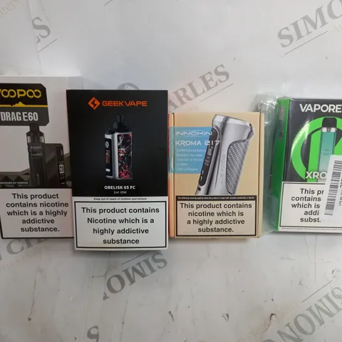 BOX OF 30 ASSORTED E-CIGARATTES TO INCLUDE GEEKVAPE , ASPIRE, AND VAPOO VAPEROSSO ETC.