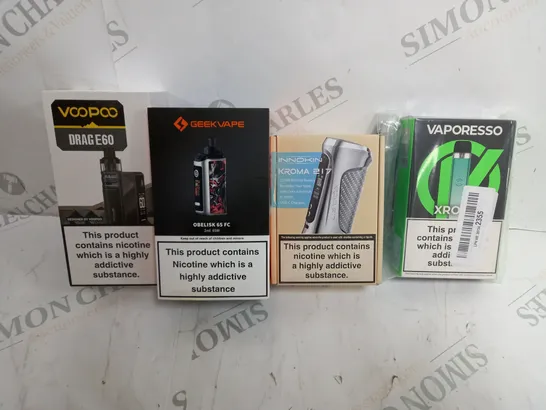 BOX OF 30 ASSORTED E-CIGARATTES TO INCLUDE GEEKVAPE , ASPIRE, AND VAPOO VAPEROSSO ETC.