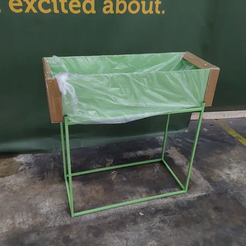 BOXED BRAND NEW METAL GARDEN PLANTER - GREEN approx W 81, D 31 H79cm