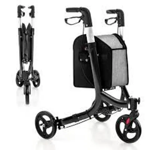BOXED COSTWAY FOLDING ALUMINUM ROLLING WALKER WITH ZIPPERED STORAGE BAG AND SAFE DUAL BRAKE SYSTEM