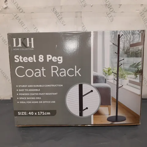 BOXED STEEL 8 PEG COAT RACK 