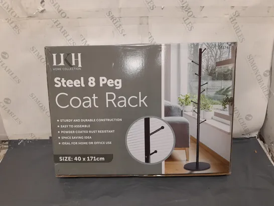 BOXED STEEL 8 PEG COAT RACK 