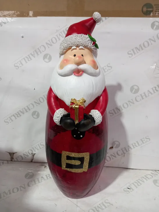 FESTIVE PRE-LIT LARGE GLASS CHRISTMAS CHARACTER - SANTA