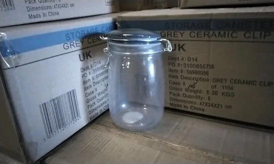 PALLET OF APPROXIMATELY 70 X BOXES OF BRAND NEW GEORGE HOME 1L GREY CERAMIC CLIP LID JARS - 8 JARS PER BOX 