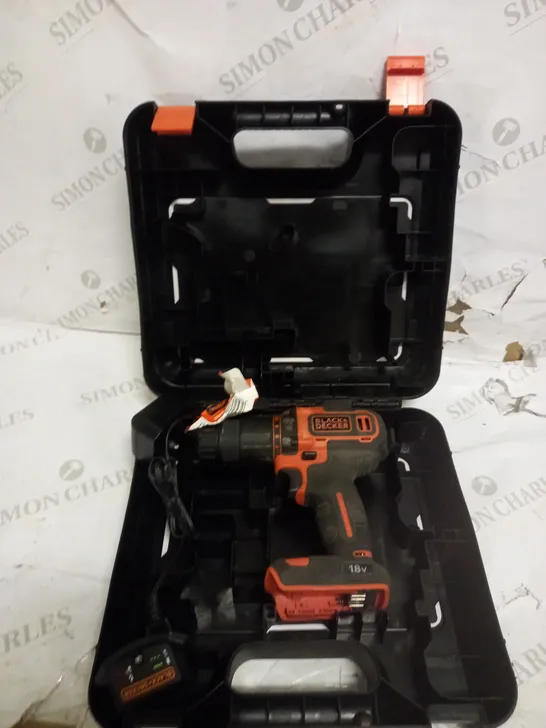 BLACK+DECKER 18 V CORDLESS 2-GEAR COMBI HAMMER DRILL POWER TOOL (BCD70051K)