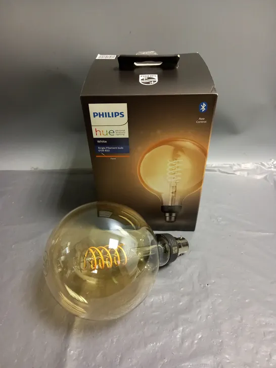 BOXED PHILIPS HUE APP CONTROLLED SINGLE FILAMENT BULB - WHITE B22