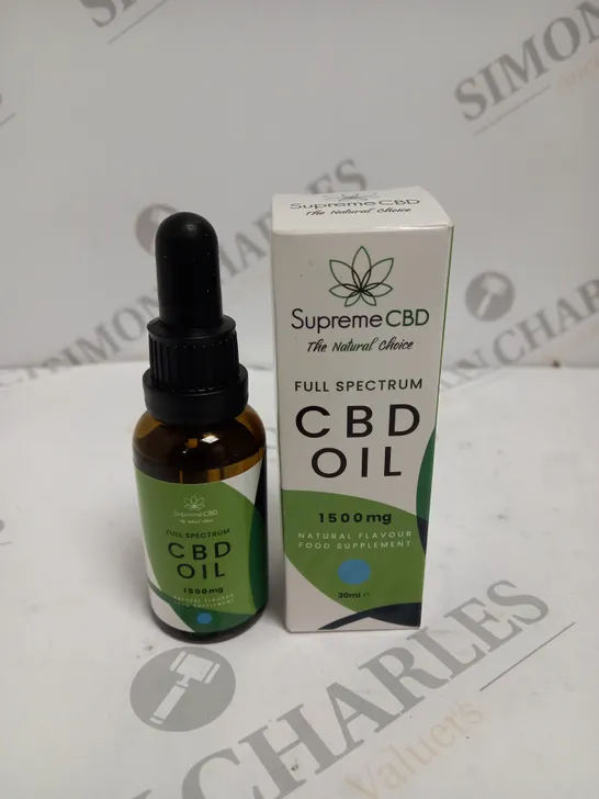 BOXED SUPREME CBD FULL SPECTRUM CBD OIL FOOD SUPPLEMENT - 1500MG