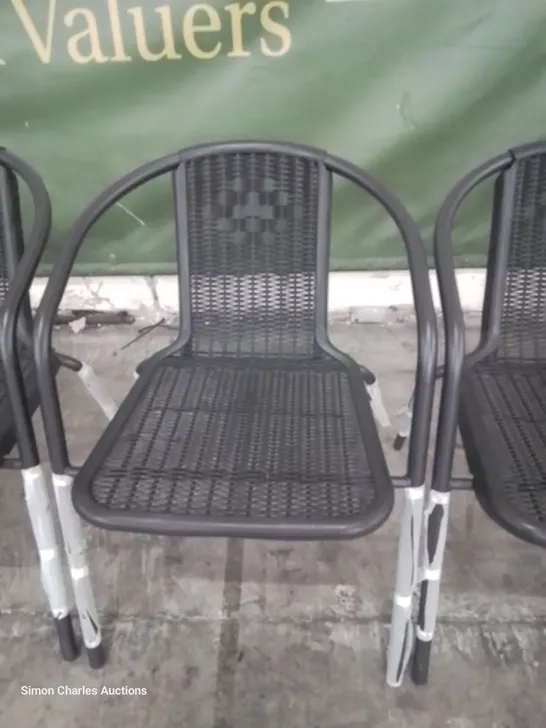 SET OF 6 METAL FRAMED PATIO DINING CHAIRS