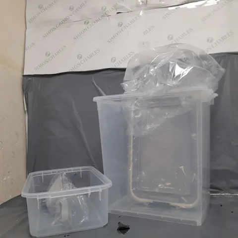 TWO CLEAR STORAGE BOXES WITH LIDS