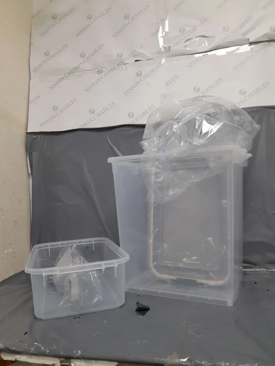 TWO CLEAR STORAGE BOXES WITH LIDS