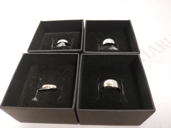 4 ASSORTED PERSONALISED 9CT WHITE GOLD WEDDING BANDS