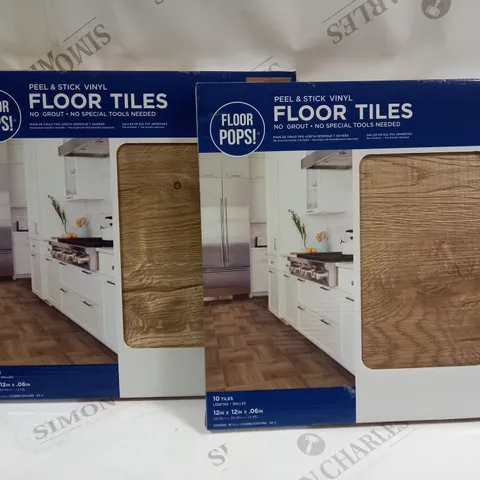 2 X PICKLING FLOORPOPS PEEL AND STICK VINYL FLOOR TILES 10 PACK