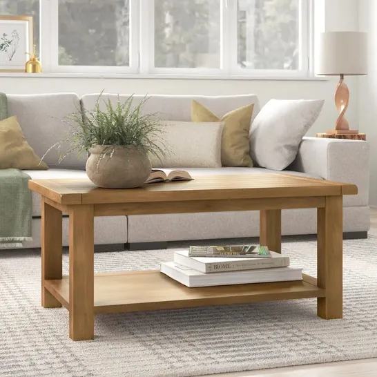 SHERRY SOLID WOOD COFFEE TABLE WITH STORAGE COLOUR: WOOD GRAIN