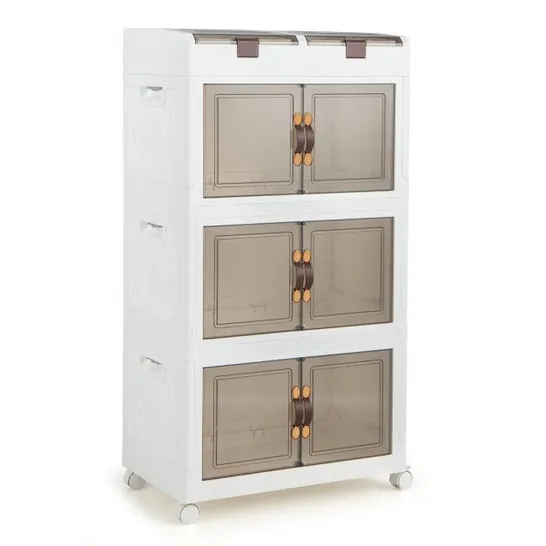 BOXED COSTWAY STORAGE BOX WITH LID WHEELS AND DOORS STORAGE BOXES STACKABLE PLASTIC BOX FOLDABLE PLASTIC STORAGE BOXES 