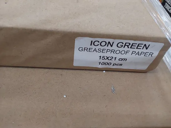 PALLET OF ICON GREEN GREASEPROOF PAPER SHEETS 15 × 21cm × 1000 pieces