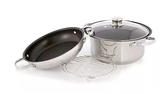 COOK'S ESSENTIALS 3.8L MULTIFUNCTIONAL 24CM PAN SET STAINLESS STEEL