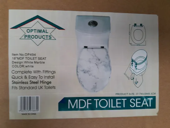 BOXED OPTIMAL PRODUCTS MDF TOILET SEAT IN WHITE MARBLE DESIGN