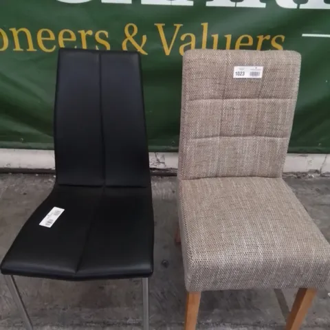 TWO DESIGNER UPHOLSTERD DINING CHAIRS 