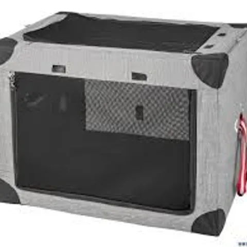 BOXED 3-DOOR FOLDING DOG SOFT KENNEL WITH REMOVABLE PAD AND METAL FRAME - L