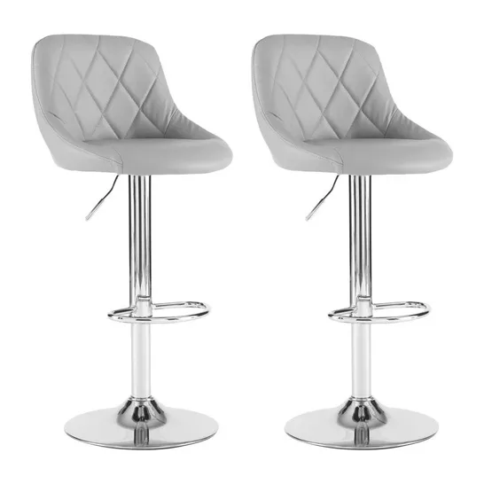 BOXED SET OF 2 NEO MADRID GREY FABRIC BAR STOOLS (1 BOX)