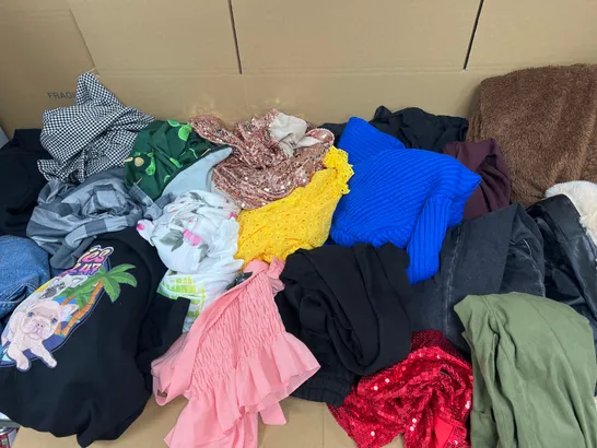 LARGE BOX OF ASSORTED CLOTHING TO INCLUDE H&M AND NEW LOOK