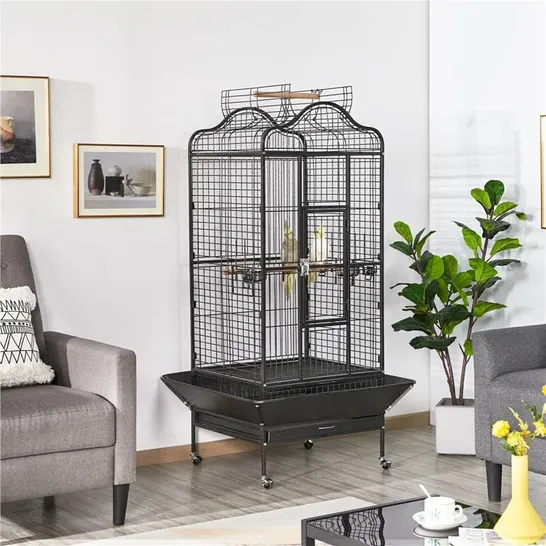 BOXED LEVASY 160CM IRON PLAY TOP FLOOR BLRD CAGE - BLACK (1 BOX)