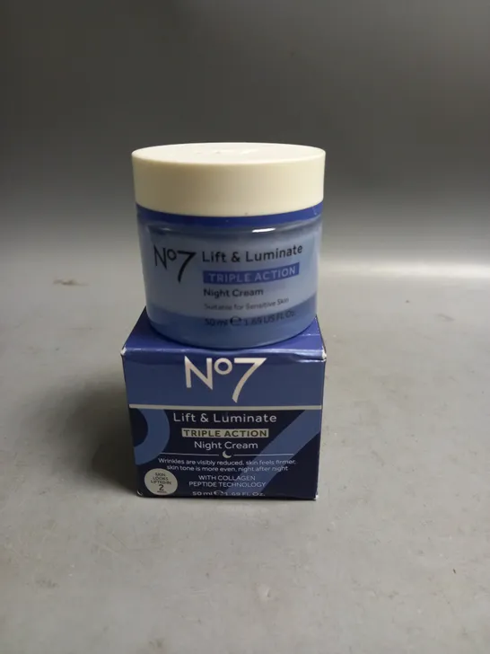 BOXED NO7 LIFT AND LUMINATE TRIPLE ACTION NIGHT CREAM 50ML