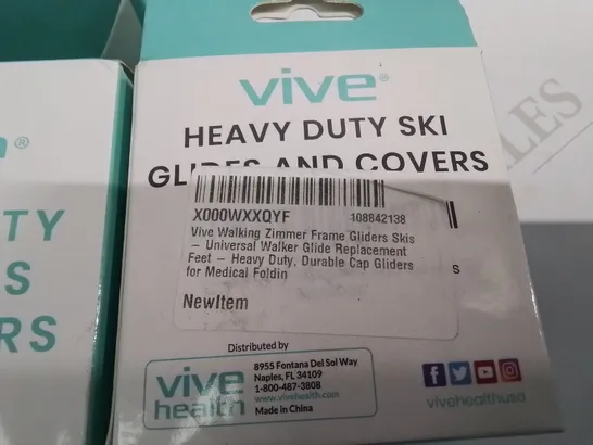 LOT OF 10 BRAND NEW VIVE HEAVY DUTY SKI GLIDES AND COVERS