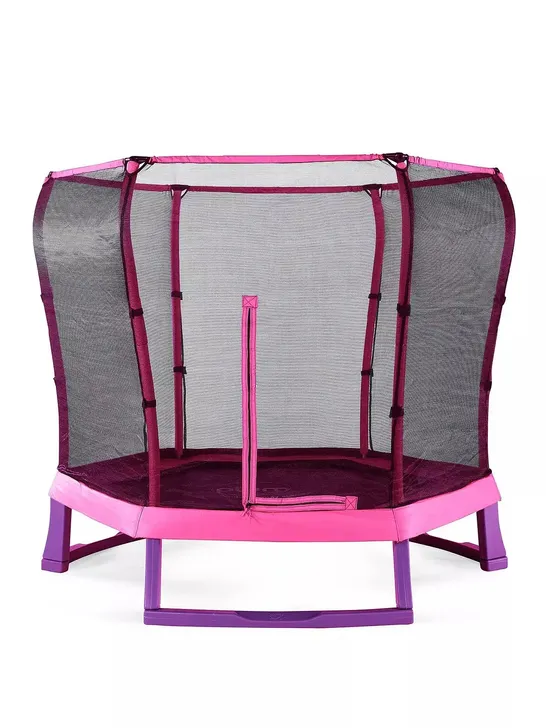 BOXED PLUM 7' PINK TRAMPOLINE & ENCLOSURE (2 BOXES) RRP £299.99