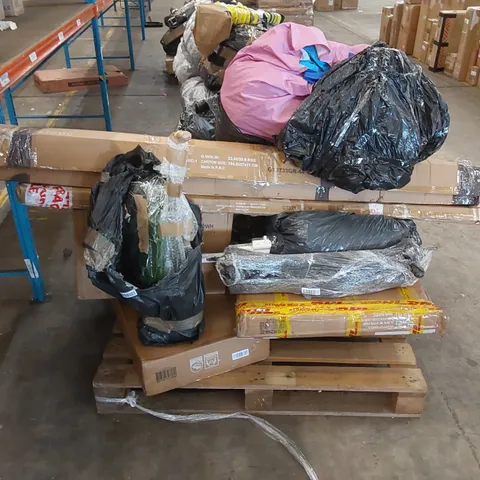 PALLET OF ASSORTED HOUSEHOLD PRODUCTS AND INCOMPLETE BOXED FURNITURE 