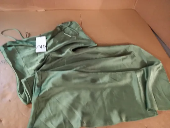 ZARA GREEN SATIN DRESS - UK L