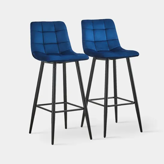 BOXED CHRISTIE VELVET BAR STOOLS IN BLUE