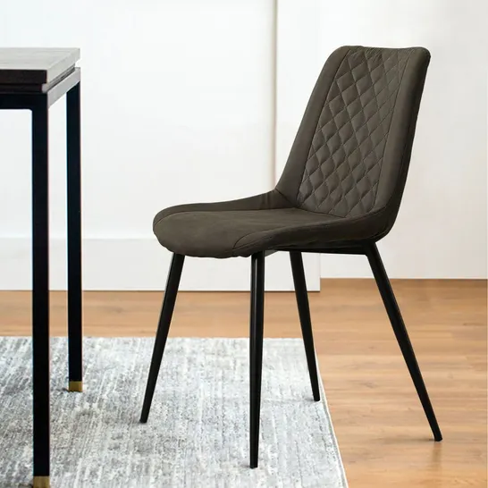 BOXED SET OF TWO CLEO GREY PU LEATHER DINING CHAIRS