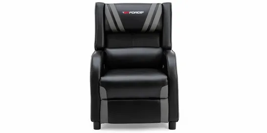 BOXED DESIGNER GREY FAUX LEATHER PUSHBACK GAMING RECLINER CHAIR