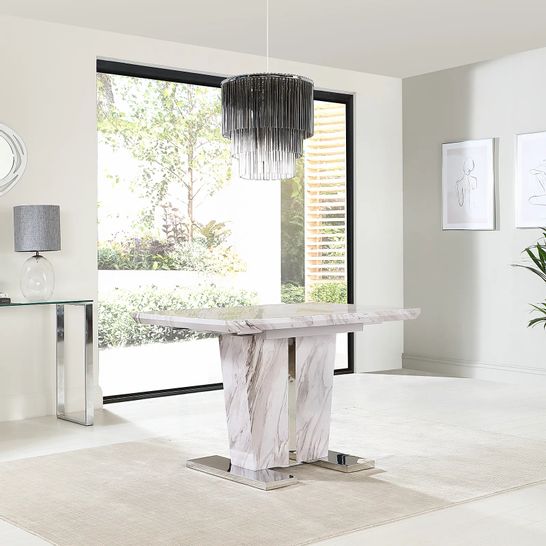 BOXED DESIGNER VIENNA GREY MARBLE 120-160CM EXTENDING DINING TABLE (BOX 1 OF 2 ONLY, MISSING BOX 2)