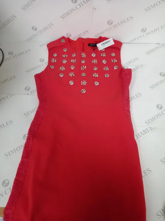 KAREN MILLEN CRYSTAL EMBELLISHED LACE MIX MINI DRESS SIZE 12