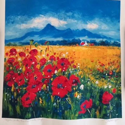 TWO ASSORTED JEAN FEENEY PRINTS TO INCLUDE; SKYE AND POPPIES UNDER THE CUILLINS