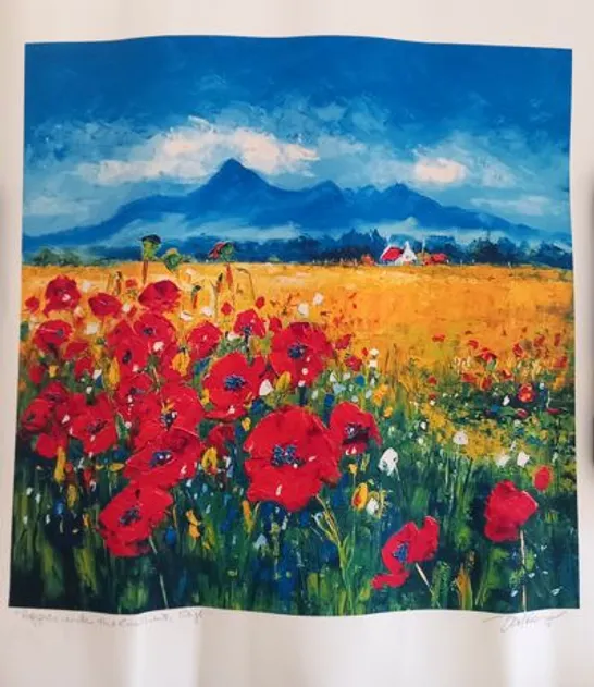 TWO ASSORTED JEAN FEENEY PRINTS TO INCLUDE; SKYE AND POPPIES UNDER THE CUILLINS