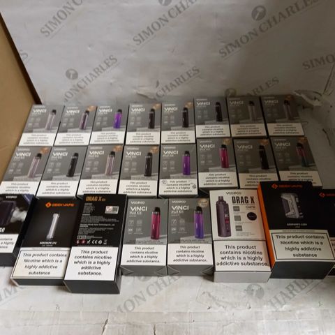 LOT OF APPROXIMATELY 20 E-CIGARATTES TO INCLUDE VOOPOO DRAG X, VOOPOO VINCI PODKIT ETC.