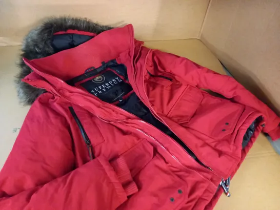 SUPERDRY PREMIUM DUCKDOWN RED COAT - L