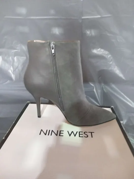 BOXED NINE WEST GREY GLAGSHIP ANKLE BOOTS SIZE 8