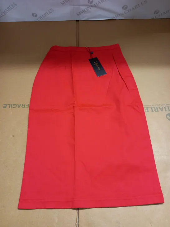 KINTSUGI WOMENS RED PENCIL SKIRT WITH HIDDEN VELCRO OPENING SIZE 8