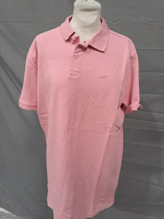 HOLLISTER ADVANCED STRETCH POLO IN PINK SIZE LARGE