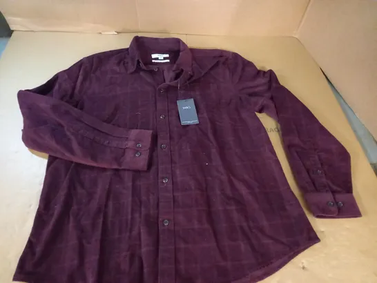 M&S PURE COTTON SHIRT IN BURGHUNDY - XL